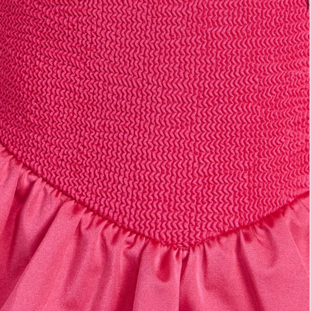 New Hunza G Denise Frill Swimsuit Metallic Crinkle One Piece  Pink Raspberry - Picture 8 of 8